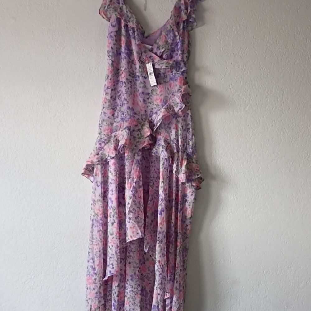Astr The Label High Low Pemberley  Floral Dress in Pink and Purple Size M - Picture 5 of 12